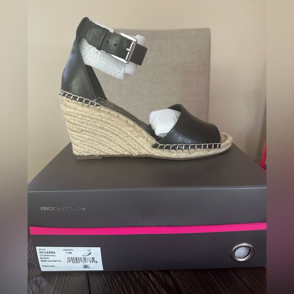 Vince Camuto Leera Wedges - Black - Size 7.5